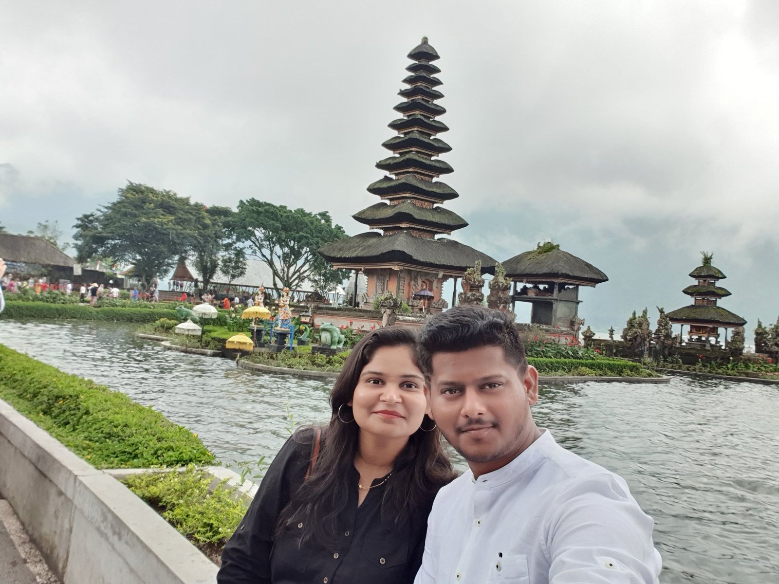 Happy client enjoying a scenic destination